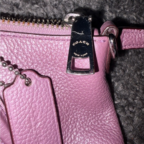 Coach Lilac Pebbled Leather Shoulder Bag - Picture 7 of 8